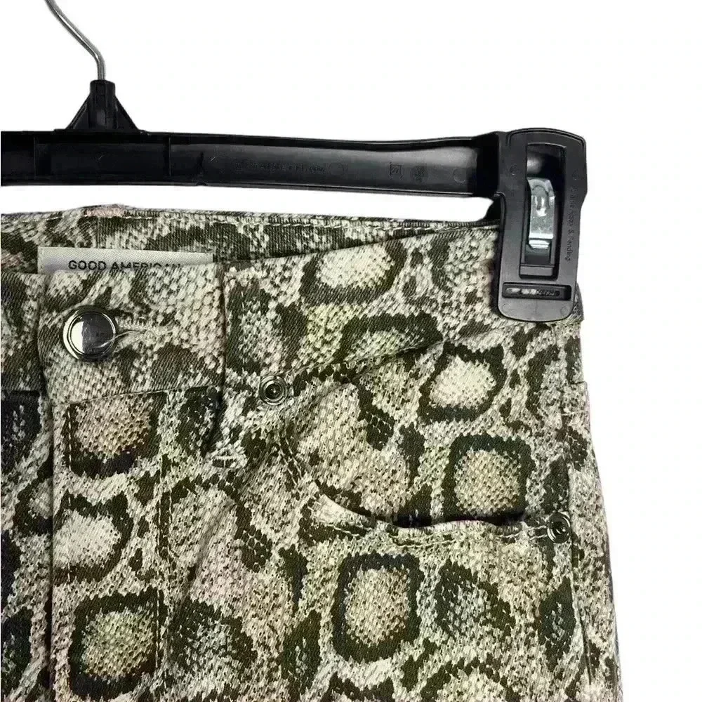 Good American Good Legs Grey Leopard Animal Print Skinny Jeans Size 00/24